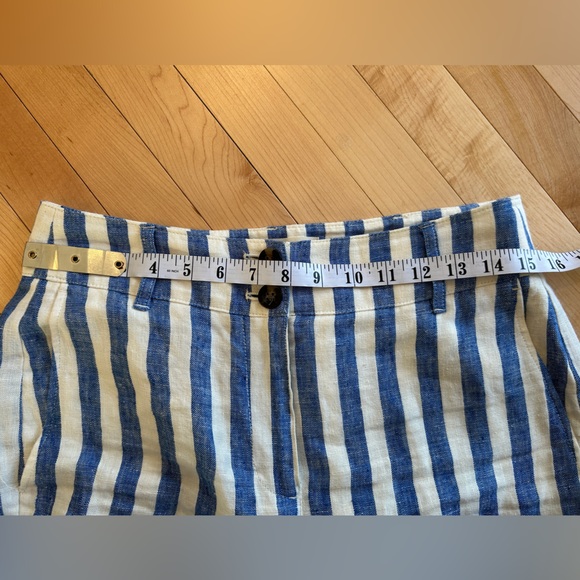BODEN: 100% Linen- Classic Blue& White Striped Pants - Size 6R - Picture 7 of 9